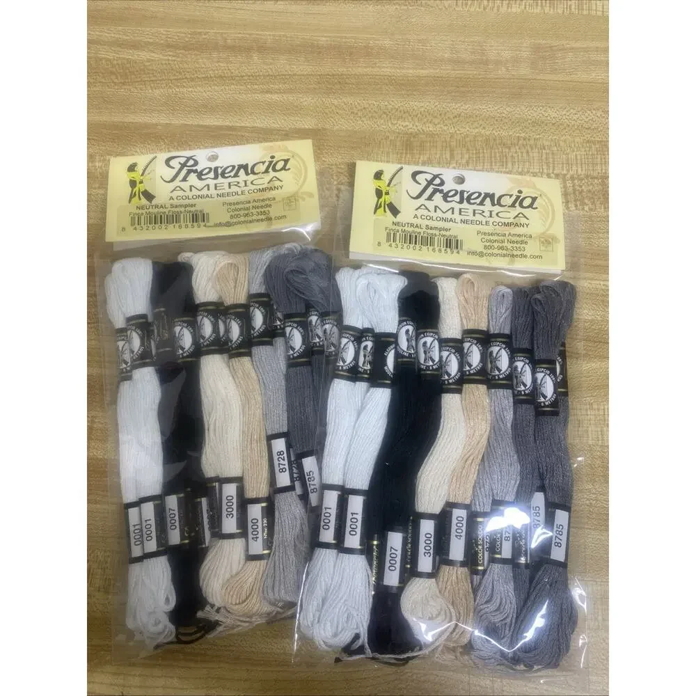 Pair (2) Presencia Pearl Cotton Thread Neutral Sampler Pack Basic 18x2 Skeins